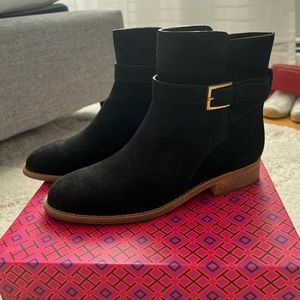 BRAND NEW Tory Burch Brooke Black Suede Ankle Bootie